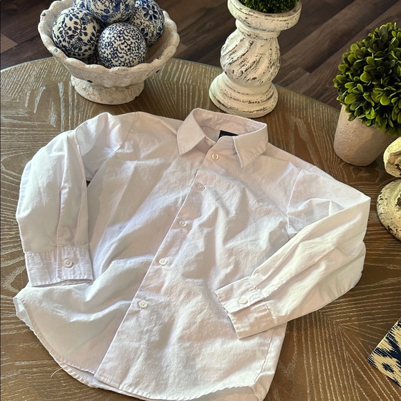 Boys Nautica Classic White Button-Up Dress Shirt Dotted Pattern size 7 - Picture 1 of 10